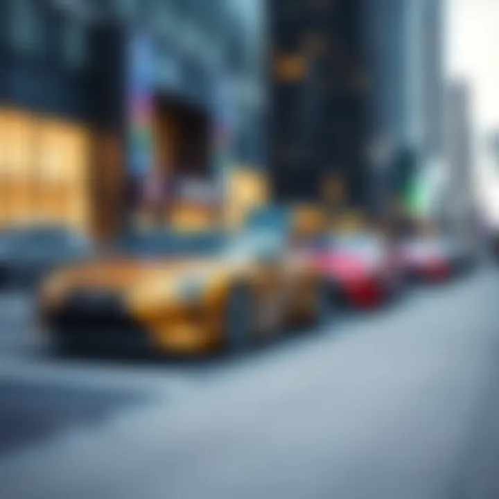 Lexus Models in Urban Setting Lexus models displayed in a vibrant urban setting