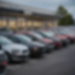 Exterior view of a wide selection of used cars at Meegan Ford dealership