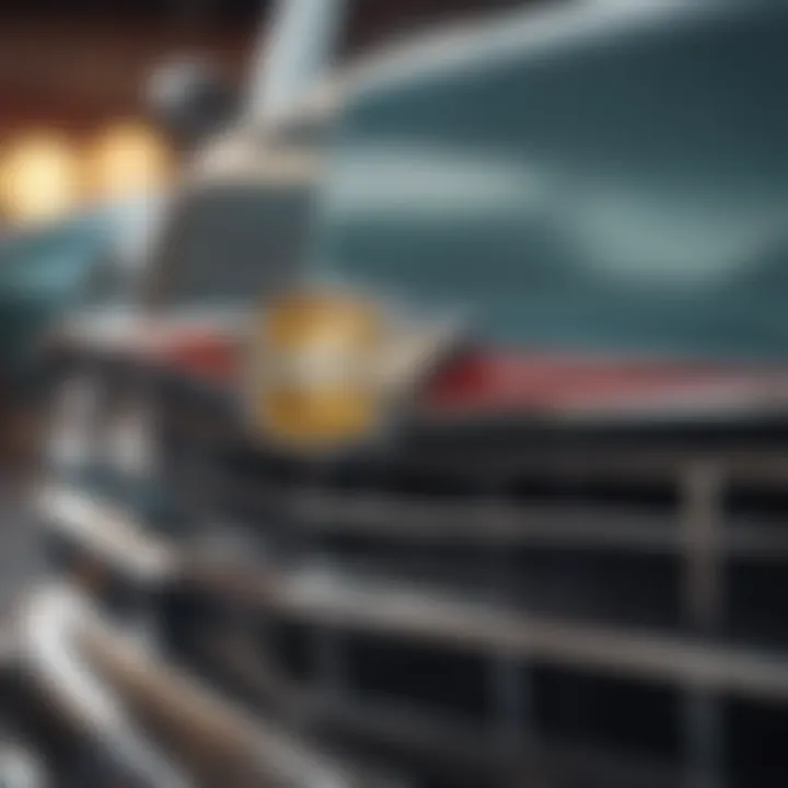 A close-up of a vintage Chevrolet logo on a classic car.