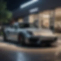 Exterior view of a luxury Porsche dealership in Michigan showcasing various models