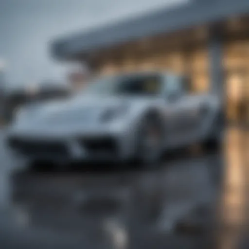 Exterior view of a Porsche dealership in Alabama showcasing luxury cars