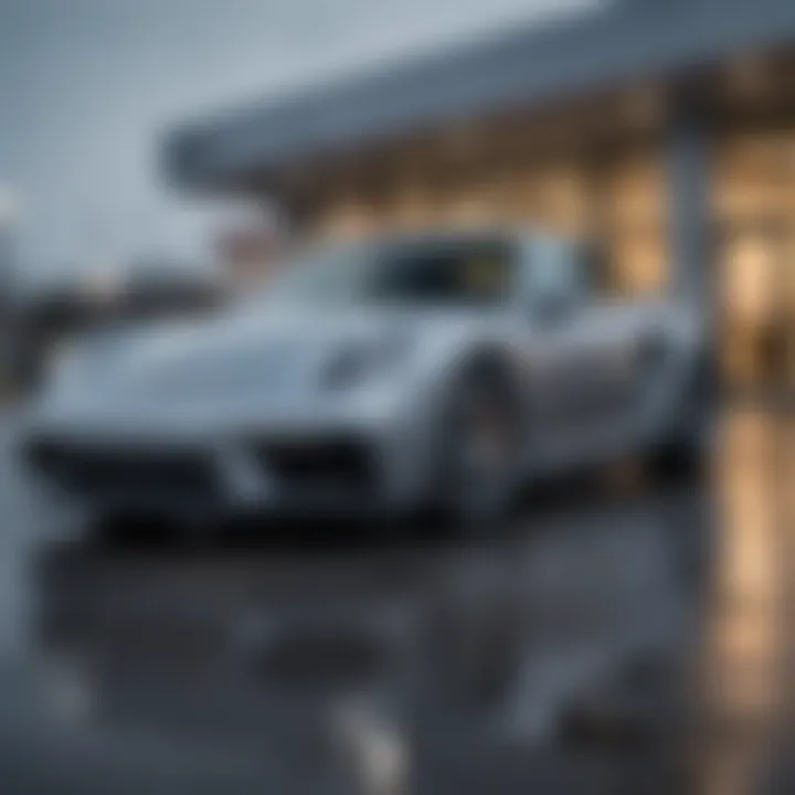 Exterior view of a Porsche dealership in Alabama showcasing luxury cars