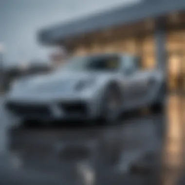 Porsche Dealership Exterior Exterior view of a Porsche dealership in Alabama showcasing luxury cars