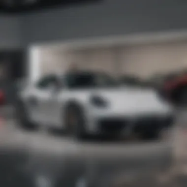 Porsche Showroom with Available Models Showroom display of Porsche vehicles illustrating available models