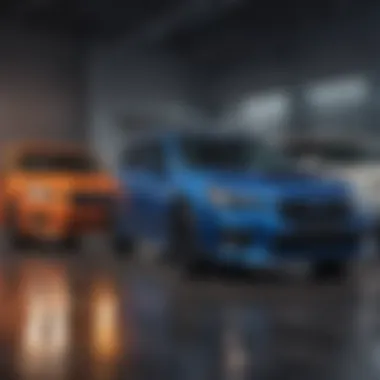 Diverse Subaru Vehicle Lineup A vibrant display of Subaru vehicles available at Reilly Subaru.