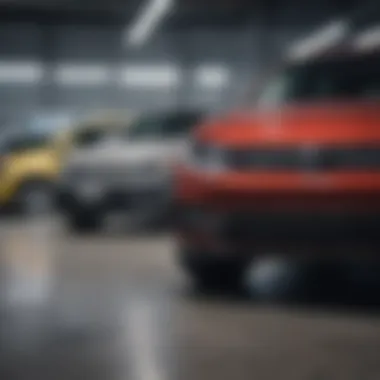 A variety of used Volkswagen vehicles in a dealership lot