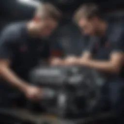 A skilled technician analyzing a Nissan engine