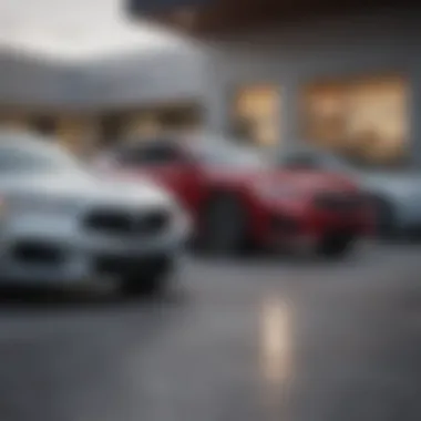 Diverse inventory of Acura vehicles displayed outside the dealership