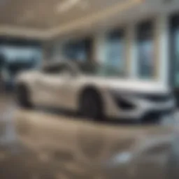 Showroom interior of a top Acura dealership showcasing luxury vehicles