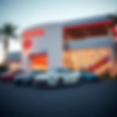 Exterior view of a prominent Toyota dealership in Santa Barbara showcasing modern architecture