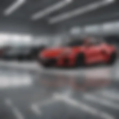 Showroom display of vehicles highlighting service options