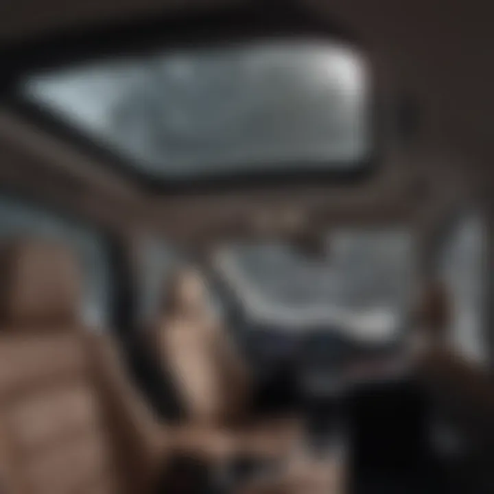 Interior view showcasing the panoramic sunroof