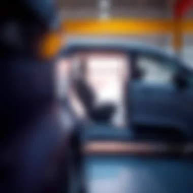 Close-up of a modern sliding door technology used in minivans.