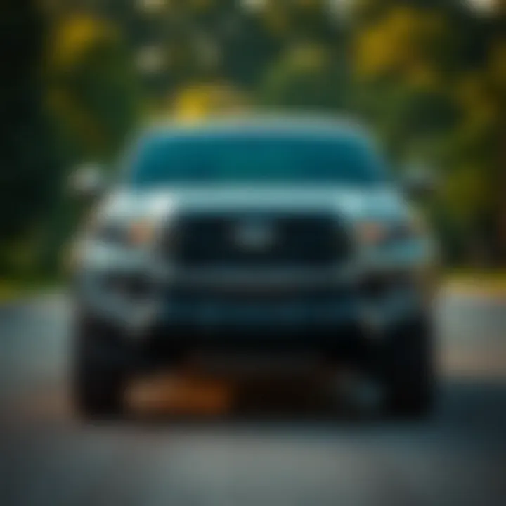 Front view of the new Toyota Tacoma showcasing its bold grille and sleek lines