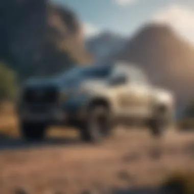 Titan Pickup in Scenic Setting Titan pickup parked in a scenic setting illustrating its market position