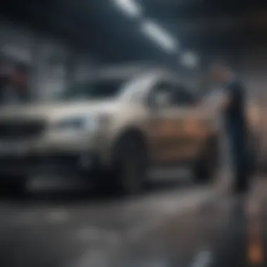 Technician using diagnostic technology for vehicle maintenance