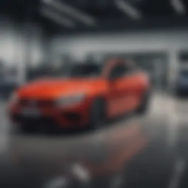 A sleek Volkswagen car on display at a dealership in Dover