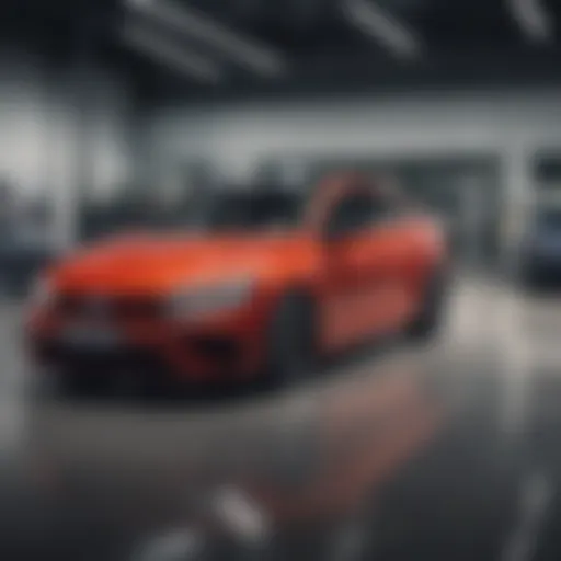 A sleek Volkswagen car on display at a dealership in Dover