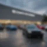 Exterior view of Feldman Dodge dealership showcasing a variety of vehicles