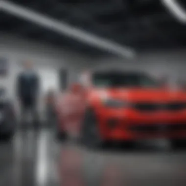 Customer-Centric Kia Dealership Staff Friendly and knowledgeable staff assisting customers at a Kia dealership