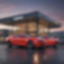 Exterior view of Gusweiler Chevrolet showcasing modern architecture and vibrant branding