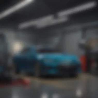 A modern service bay with advanced diagnostic equipment