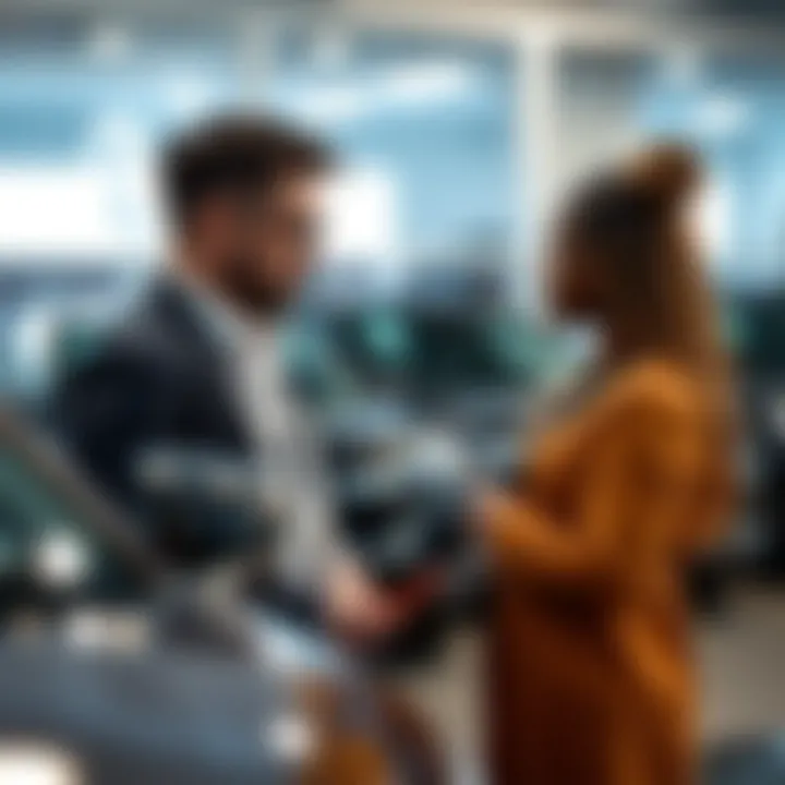 A customer discussing options with a dealership representative