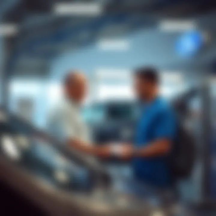 Customer receiving assistance at a Ford service center