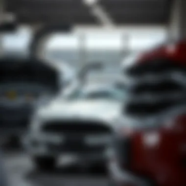 Ford vehicles undergoing service