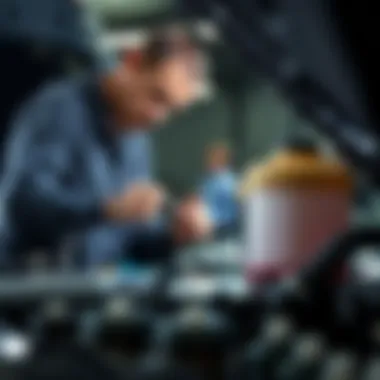 Mechanic diagnosing engine knocking in a Hyundai