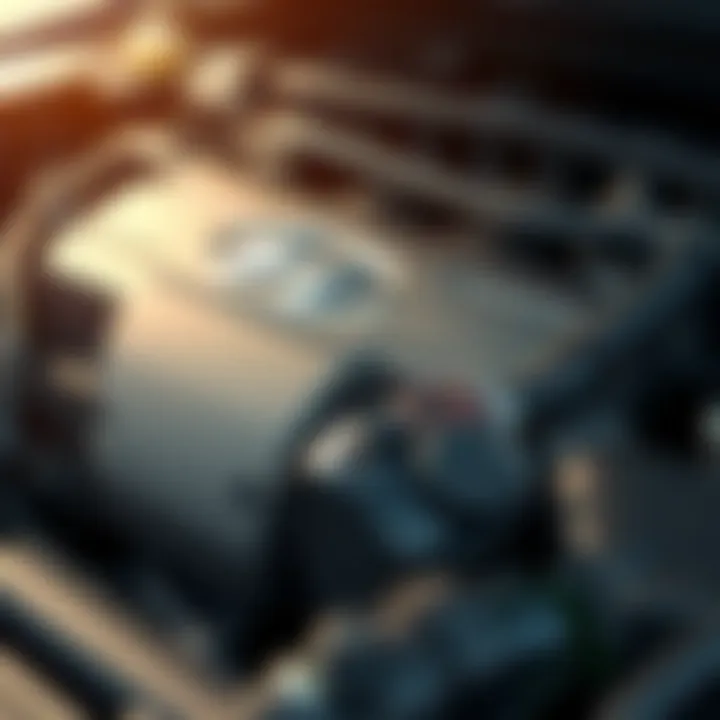 Close-up of Hyundai engine showing oil leaks