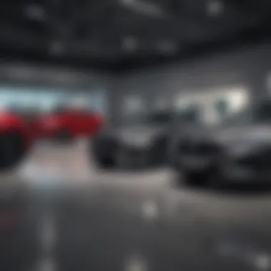 Showroom interior featuring a variety of Acura vehicles on display