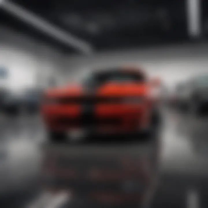 Showroom interior featuring a wide range of Dodge vehicles