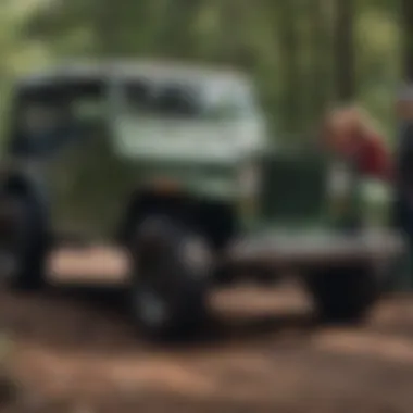 Enthusiasts admiring the iconic Lee Jeep