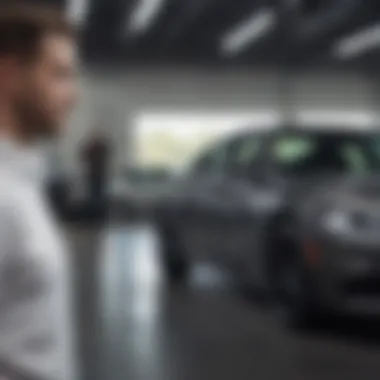 Customer service representative engaging with a client at the dealership