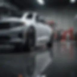 Luxurious vehicle undergoing meticulous inspection