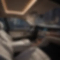 Luxury executive car interior with high-end amenities