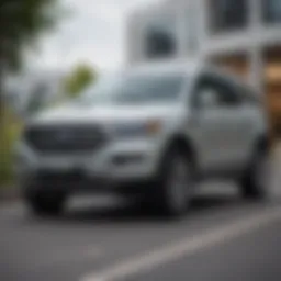 Luxury Ford SUV parked in front of Van Bortel Ford showroom