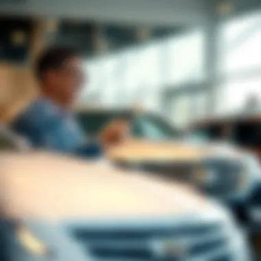 A satisfied customer receiving keys to a new Cadillac