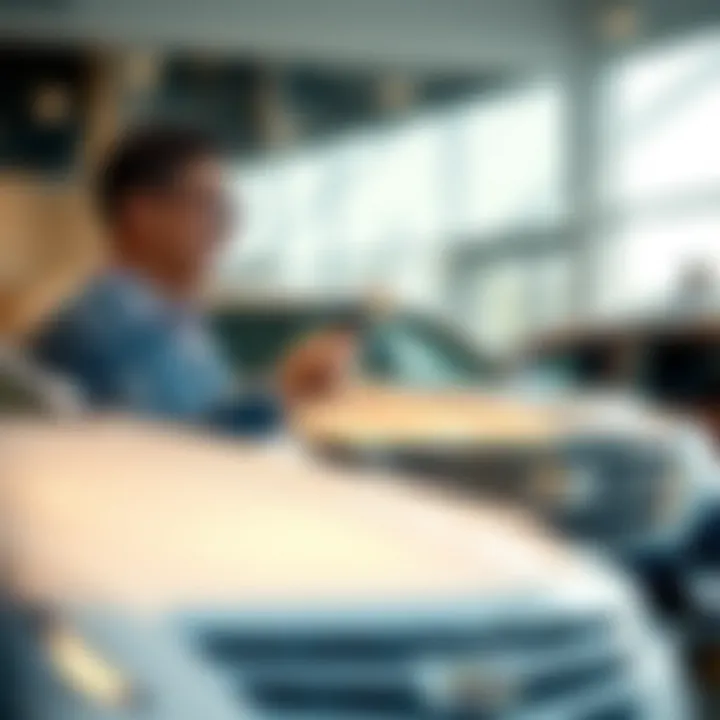 A satisfied customer receiving keys to a new Cadillac