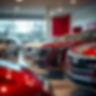 Showroom displaying a selection of Cadillac vehicles