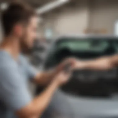 Customer Experience at Matthew Auto Mall A satisfied customer receiving keys for their new vehicle at Matthew Auto Mall