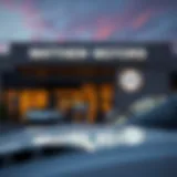 Exterior view of Matthew Motors with signage