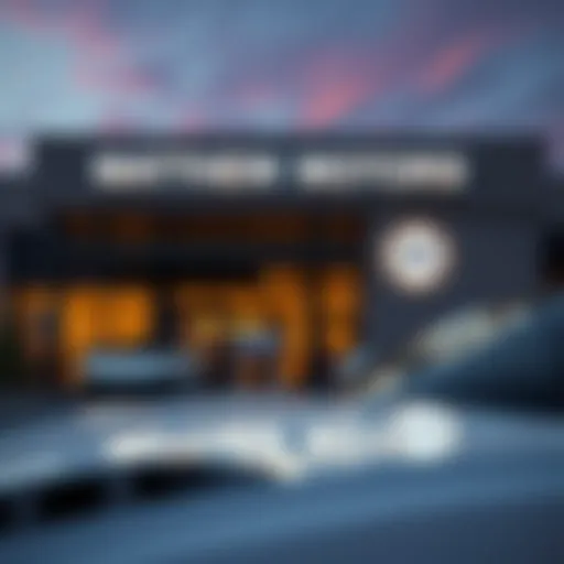 Exterior view of Matthew Motors with signage
