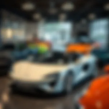 Diverse Automobile Models in Showroom Showroom showcasing various automobile models