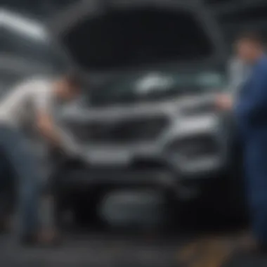 Mechanic inspecting engine bay