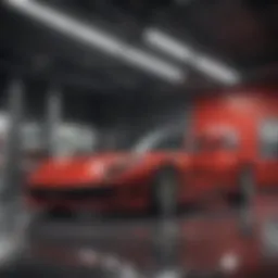 Ferrari dealership showcasing luxury vehicles