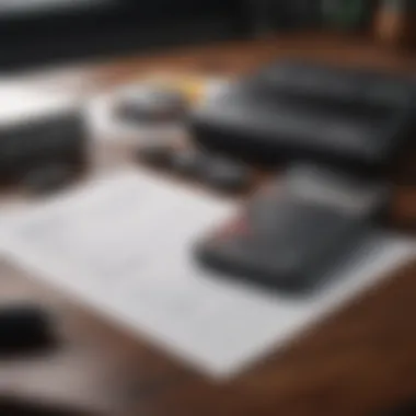 A close-up of financing documents and a calculator on a dealership desk.