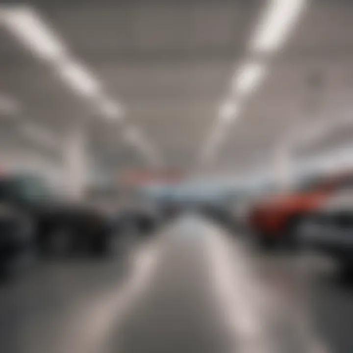 A panoramic view of a Montana automotive dealership showcasing various car models.