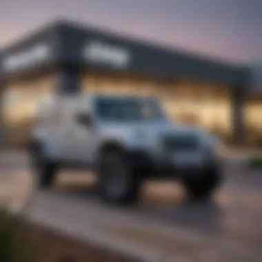 Modern Jeep Dealership in Denton Exterior view of a modern Jeep dealership in Denton
